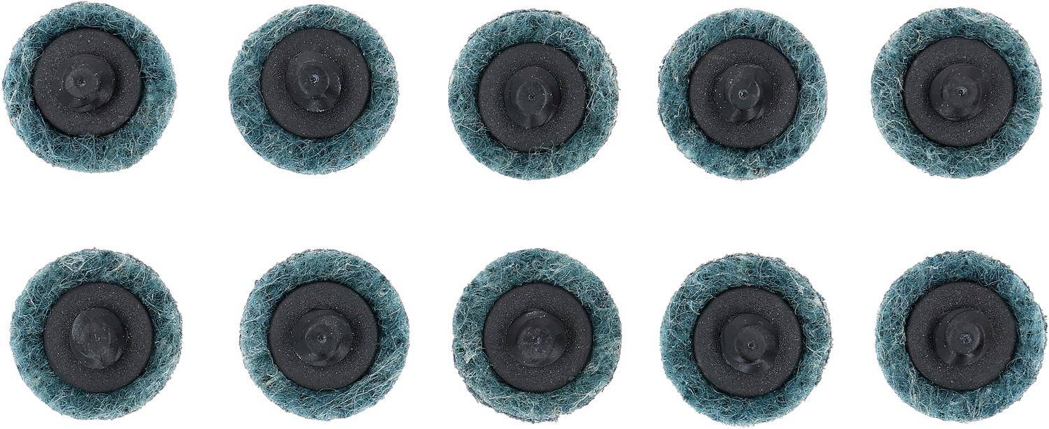 Sechs runde Filz-Möbelunterlagen mit grünen Außenkanten und schwarzen Zentren, in zwei Reihen auf weißem Hintergrund angeordnet.