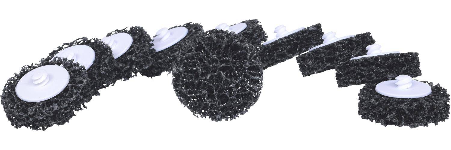 KS TOOLS Ersatz-Schleifpads, Ø50mm, Strip Rad schwarz, 10er Pack