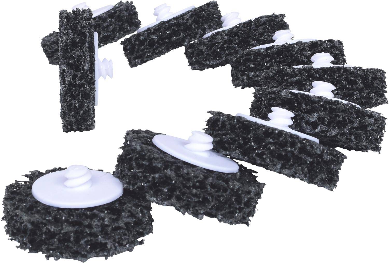 KS TOOLS Ersatz-Schleifpads, Ø50mm, Strip Rad schwarz, 10er Pack