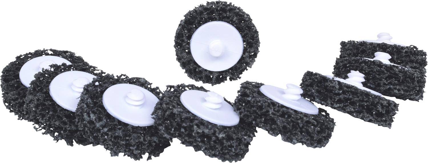 KS TOOLS Ersatz-Schleifpads, Ø50mm, Strip Rad schwarz, 10er Pack