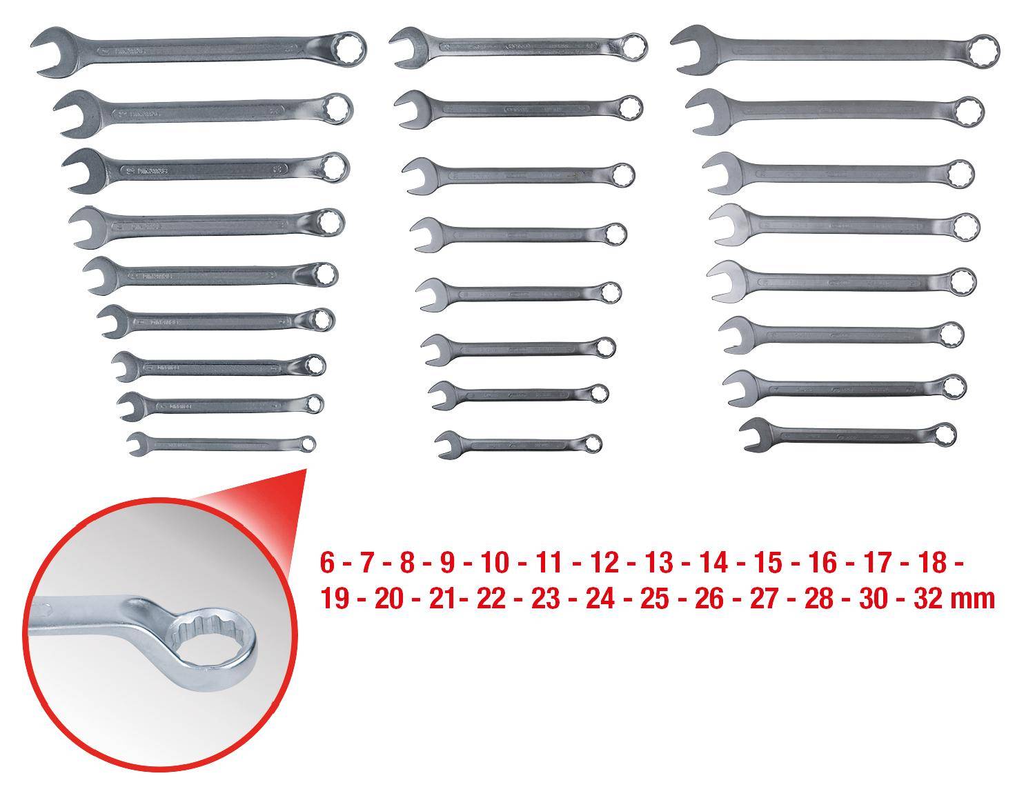 KS TOOLS Ringmaulschlüssel-Satz, 25-tlg gekröpft, 6-32mm