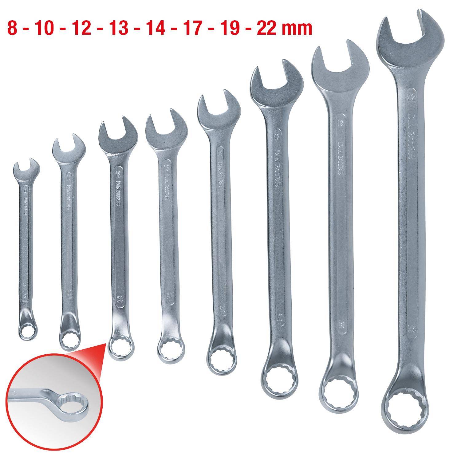 KS TOOLS Ringmaulschlssel-Satz, 8-tlg gekrpft, 8-22mm