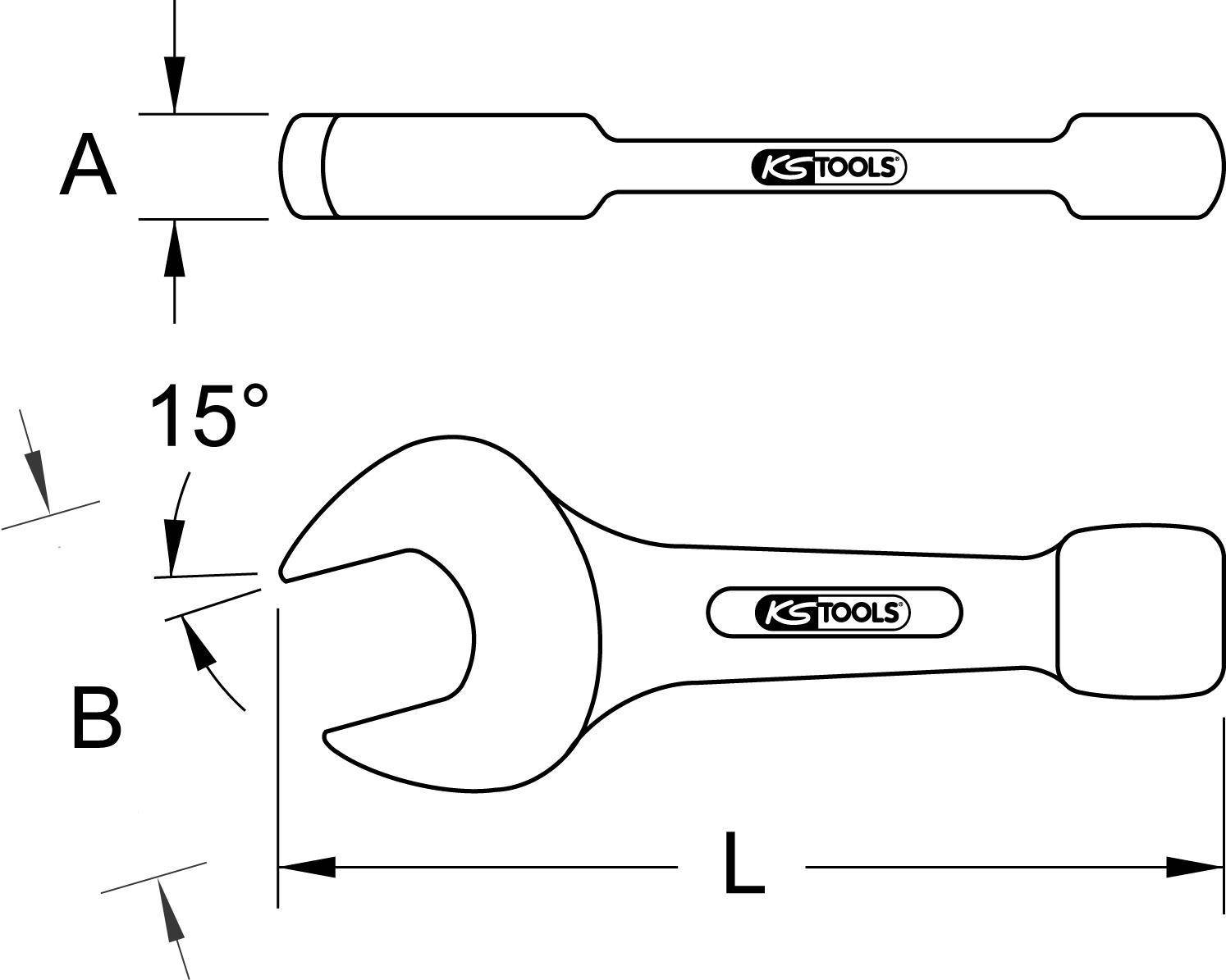 KS TOOLS Schlag-Maulschlüssel, 100mm (517.0196)