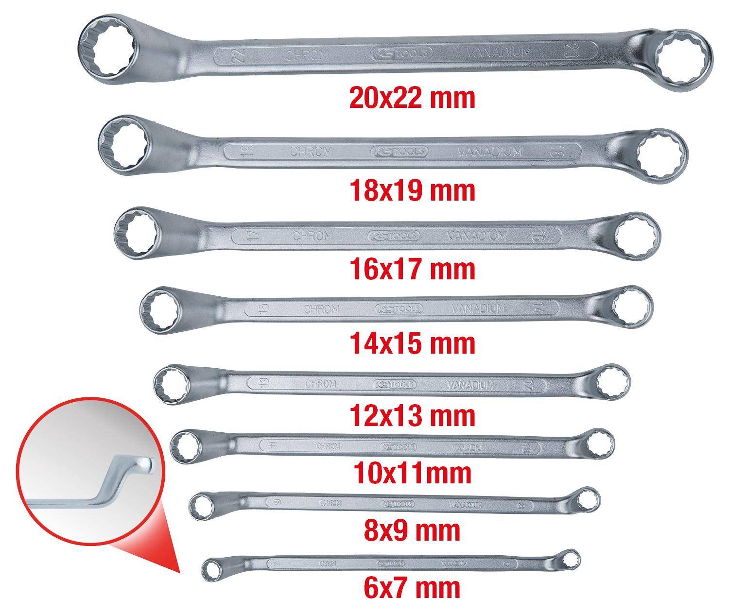 KS TOOLS Doppel-Ringschlssel-Satz, gekrpft, 8-tlg 6-22mm