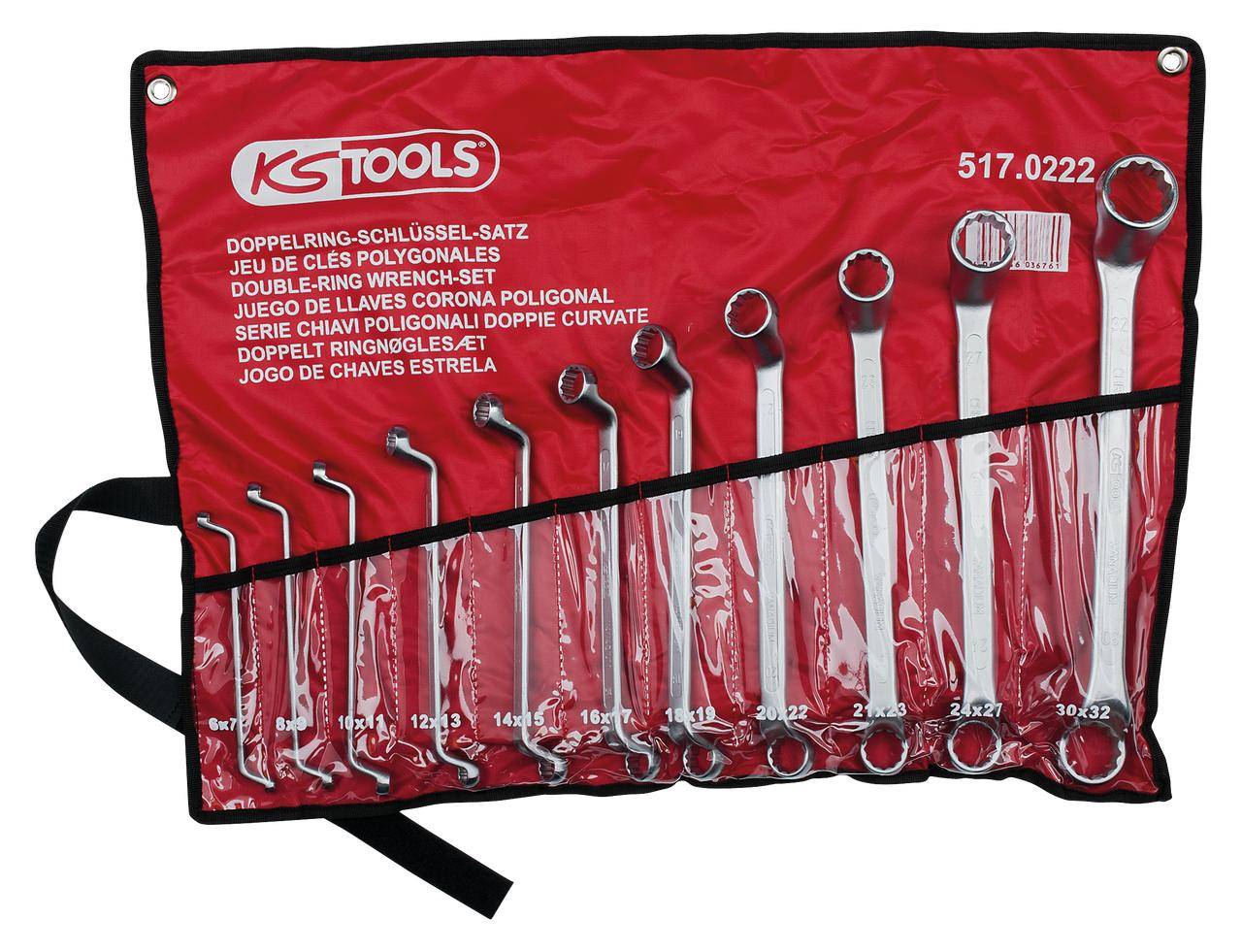 KS TOOLS Doppel-Ringschlüssel-Satz, gekröpft, 11-tlg 6-32mm