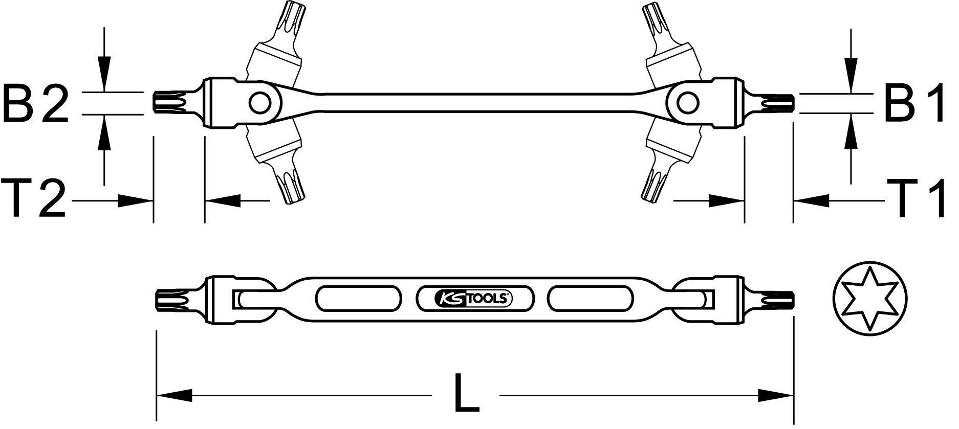 KS TOOLS Torx-Doppel-Gelenkschlssel, T15xT20