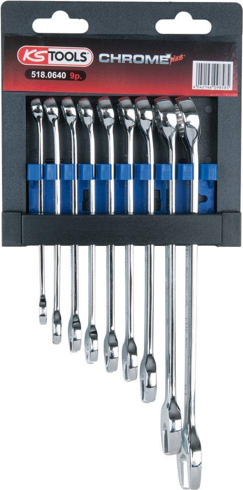 KS TOOLS CHROMEplus Ringmaulschlüssel-Satz, abgewinkelt, 9-tlg