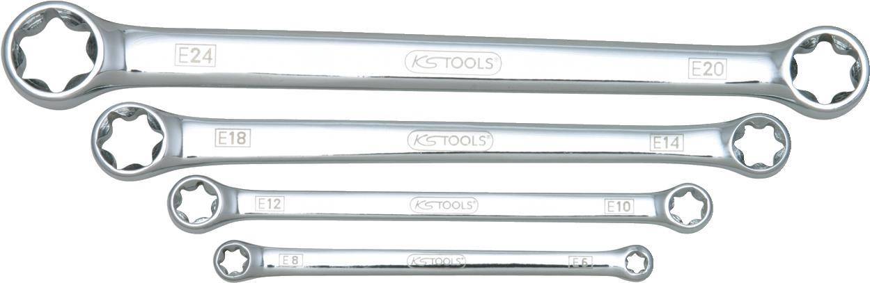 KS TOOLS CHROMEplus TX-E-Doppel-Ringschlüssel-Satz, 4-tlg