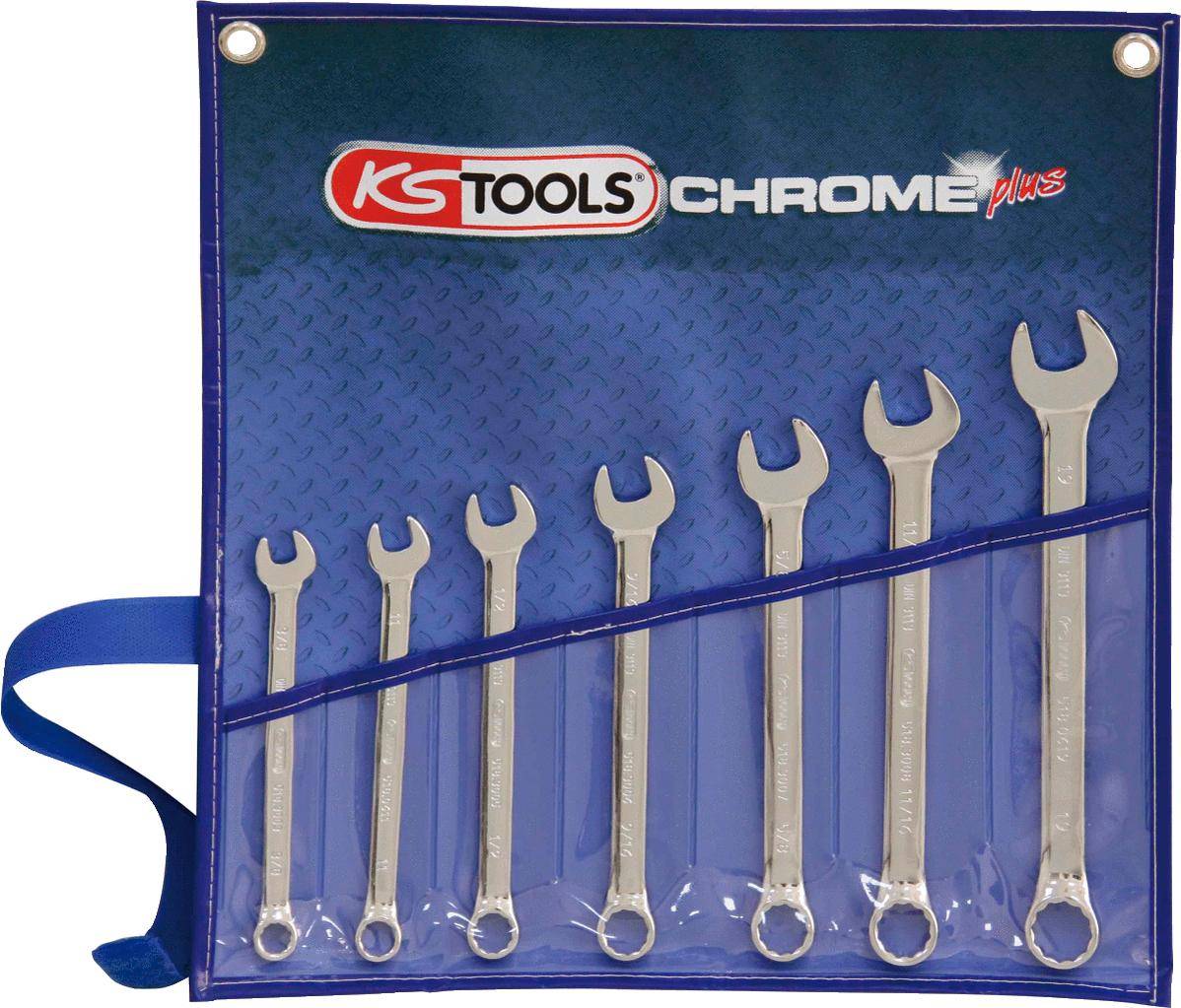 KS TOOLS CHROMEplus Ringmaulschlssel-Satz, abgewinkelt, 7-tlg Zoll