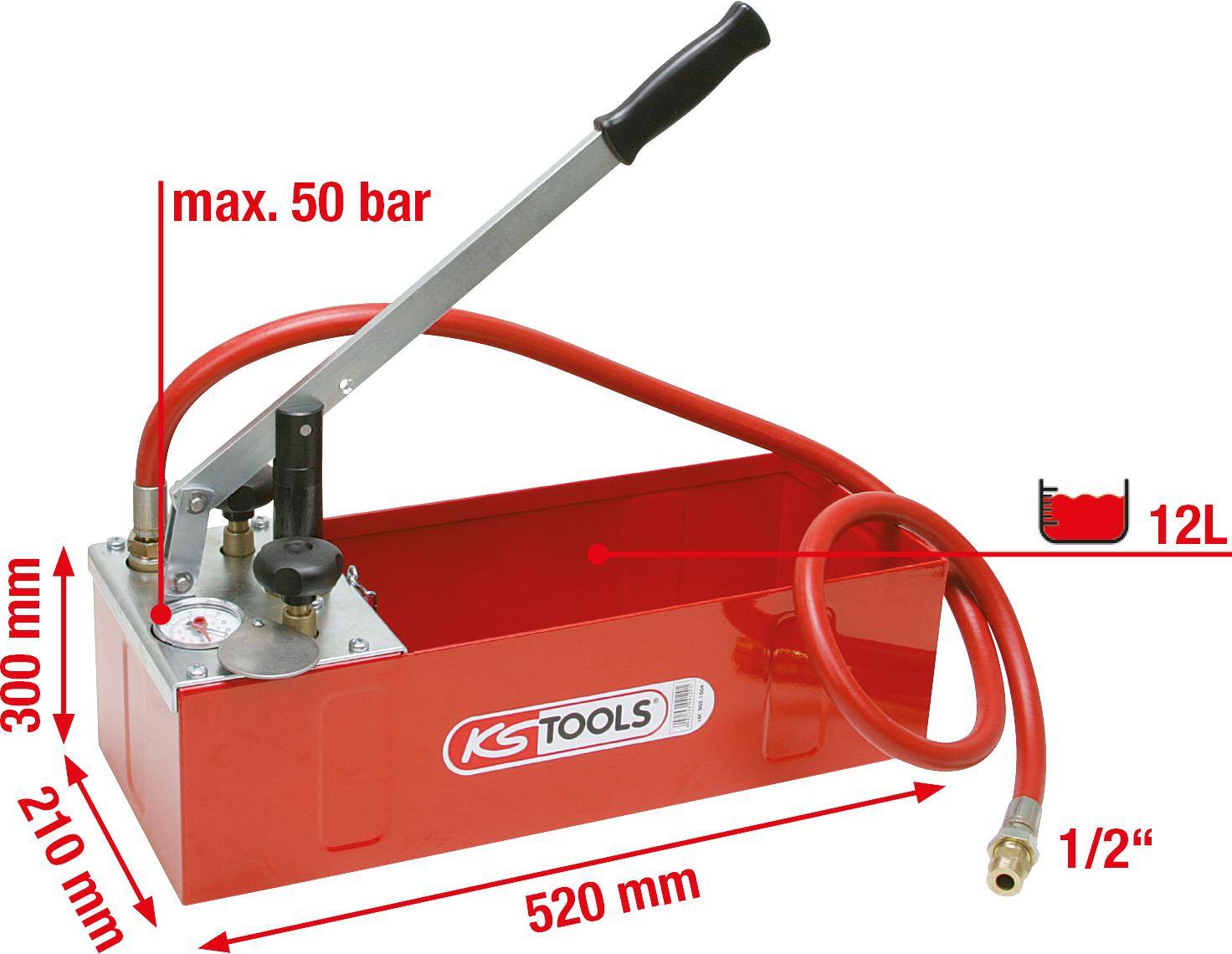 KS TOOLS Druck-Prfpumpe, 12 Liter