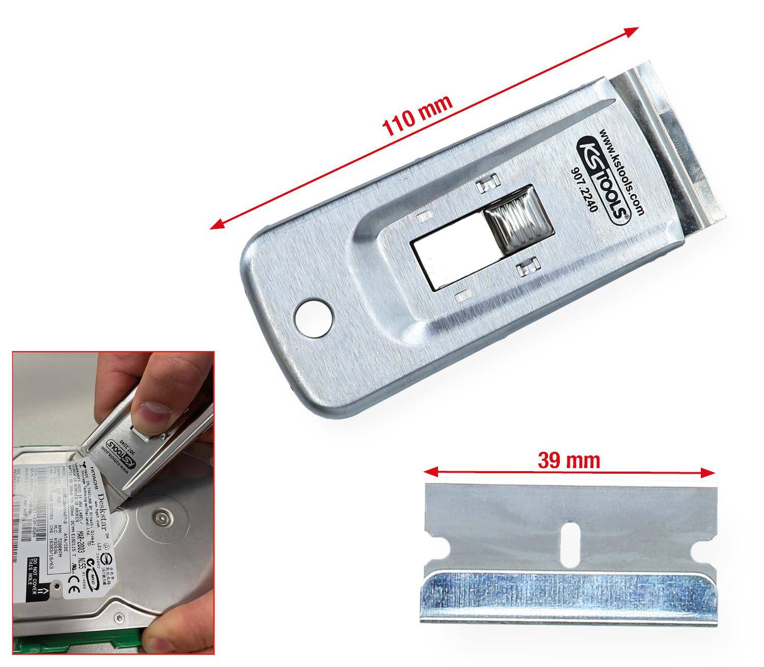 KS TOOLS Plakettenschaber, 39x110mm