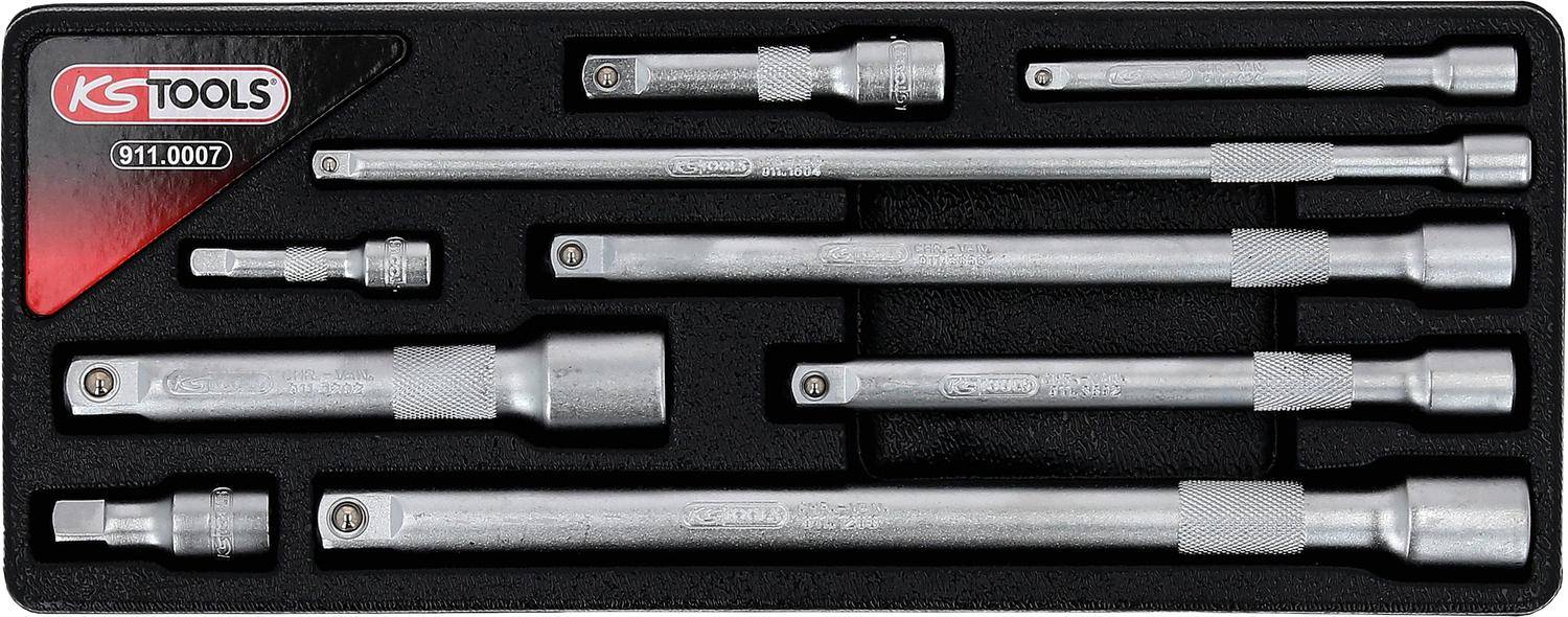 KS TOOLS 1/4"+3/8"+1/2" Verlängerungs-Satz, 9-tlg
