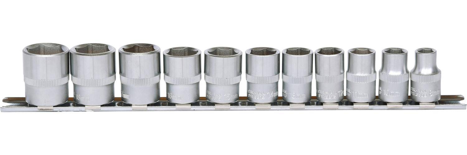 KS TOOLS 3/8" Sechskant-Stecknuss-Satz, 11-tlg 8-19mm