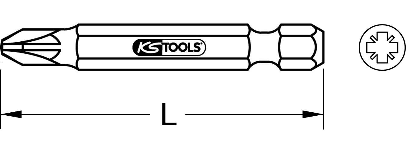KS TOOLS 1/4" TiN Bit, 50mm, PZ2, 5er Pack