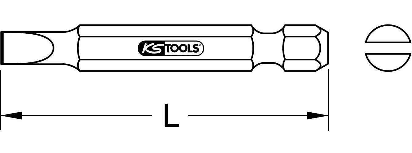 KS TOOLS 1/4" Bit Schlitz, 50mm, 9mm, 5er Pack