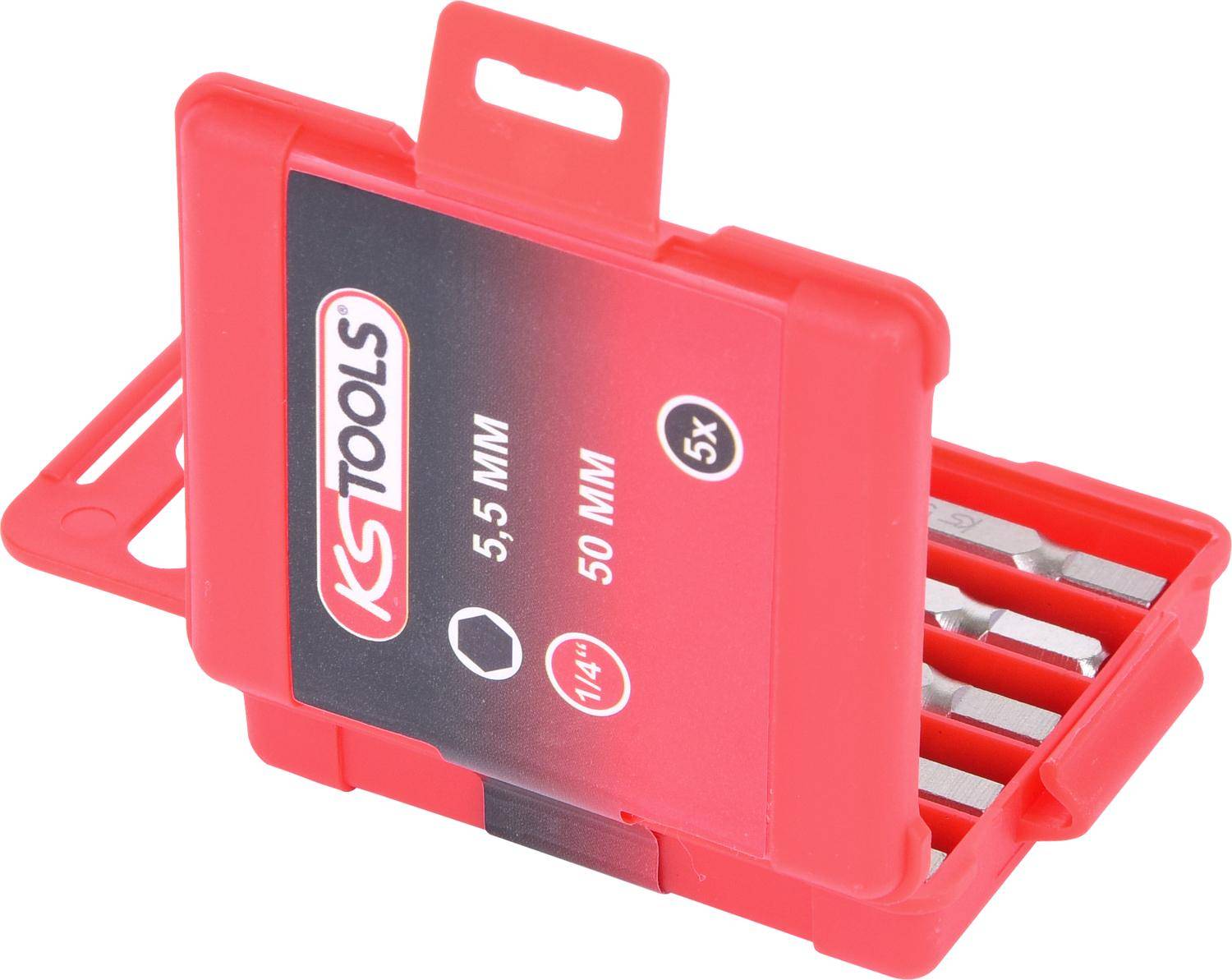 KS TOOLS 1/4" Bit Innensechskant, 50mm, 5,5mm, 5er Pack