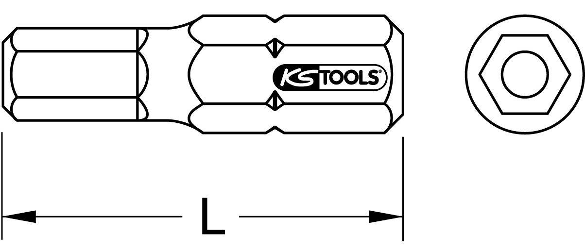 KS TOOLS 1/4" Bit Innensechskant,Bohrung,25mm,3/8",5er Pack
