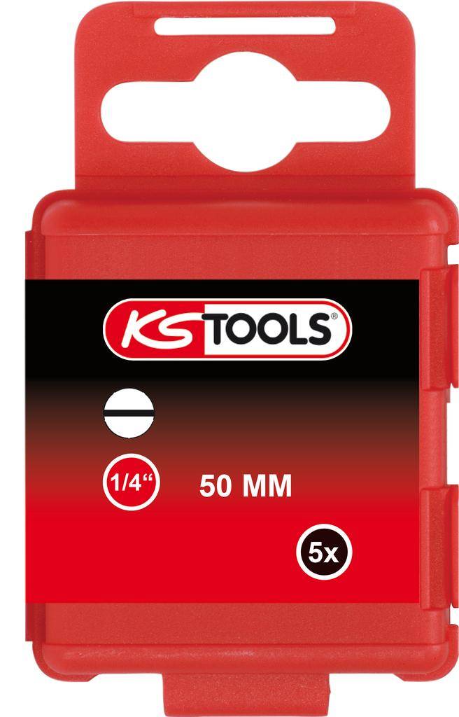 KS TOOLS 1/4" Bit Schlitz, 50mm, 2,5mm, 5er Pack