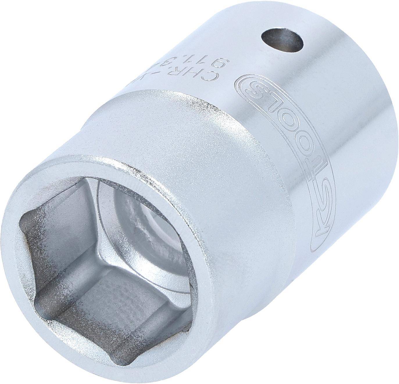 Ein Metallschraubenschlüssel-Kopf mit sechseckiger Öffnung, beschriftet mit der Nummer '91187' und Marke, verwendet zum Anziehen oder Lösen von Schrauben.
