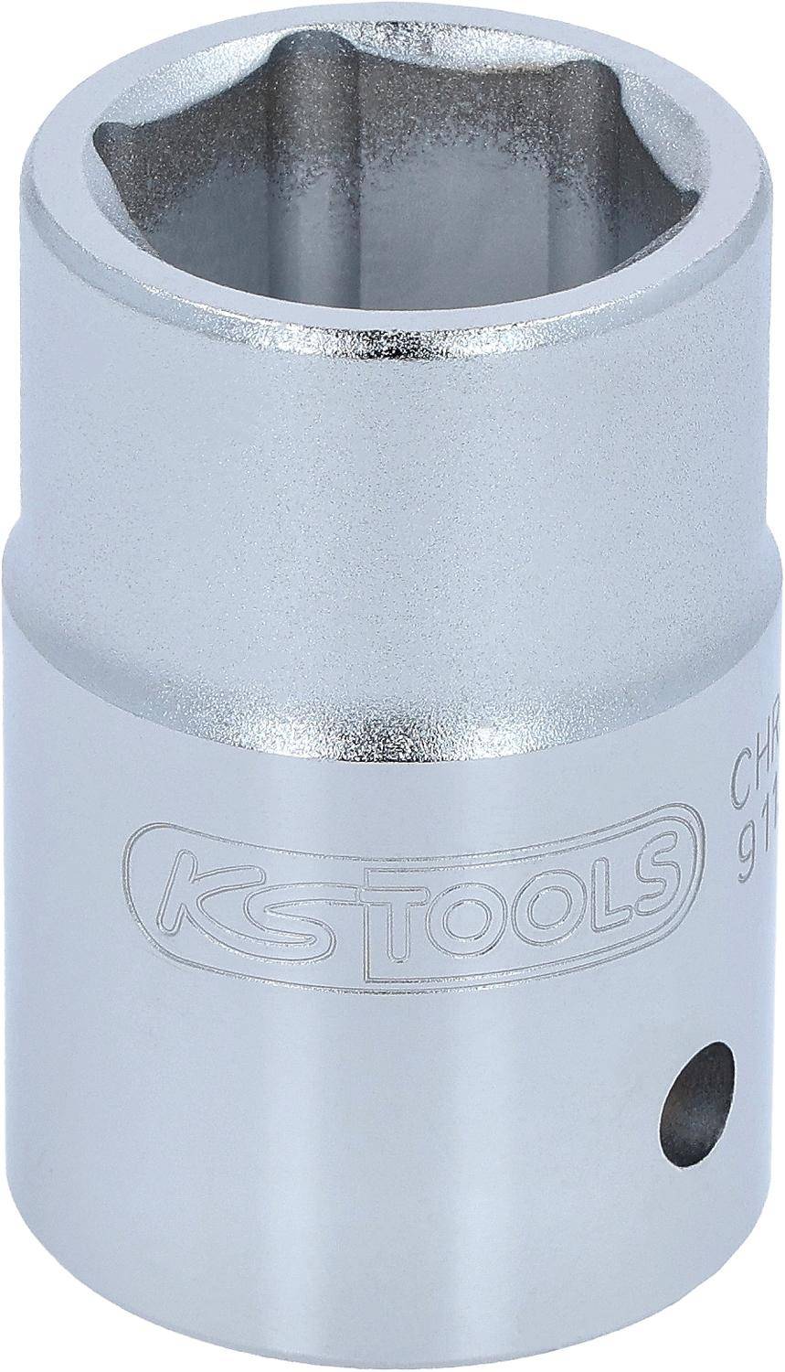 Ein Metallschraubendreher-Kopf mit dem auf der Seite gravierten 'KS TOOLS' Logo, der zum Festziehen oder Lösen von Muttern und Schrauben verwendet wird.