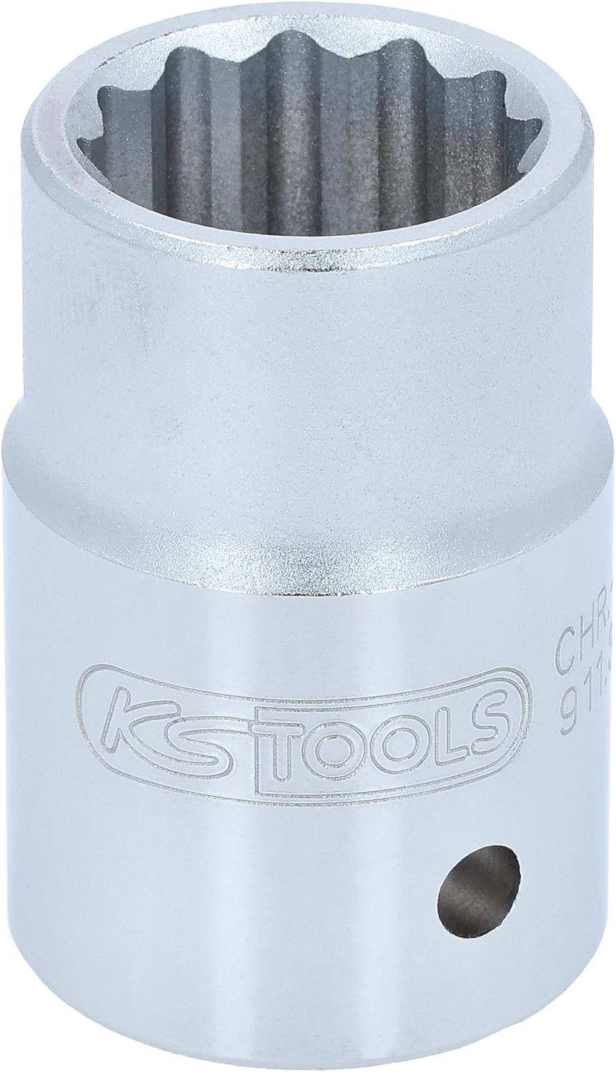 Silberner Sockel mit 'KS Tools' Logo, glatte zylindrische Form, metallischer Finish.