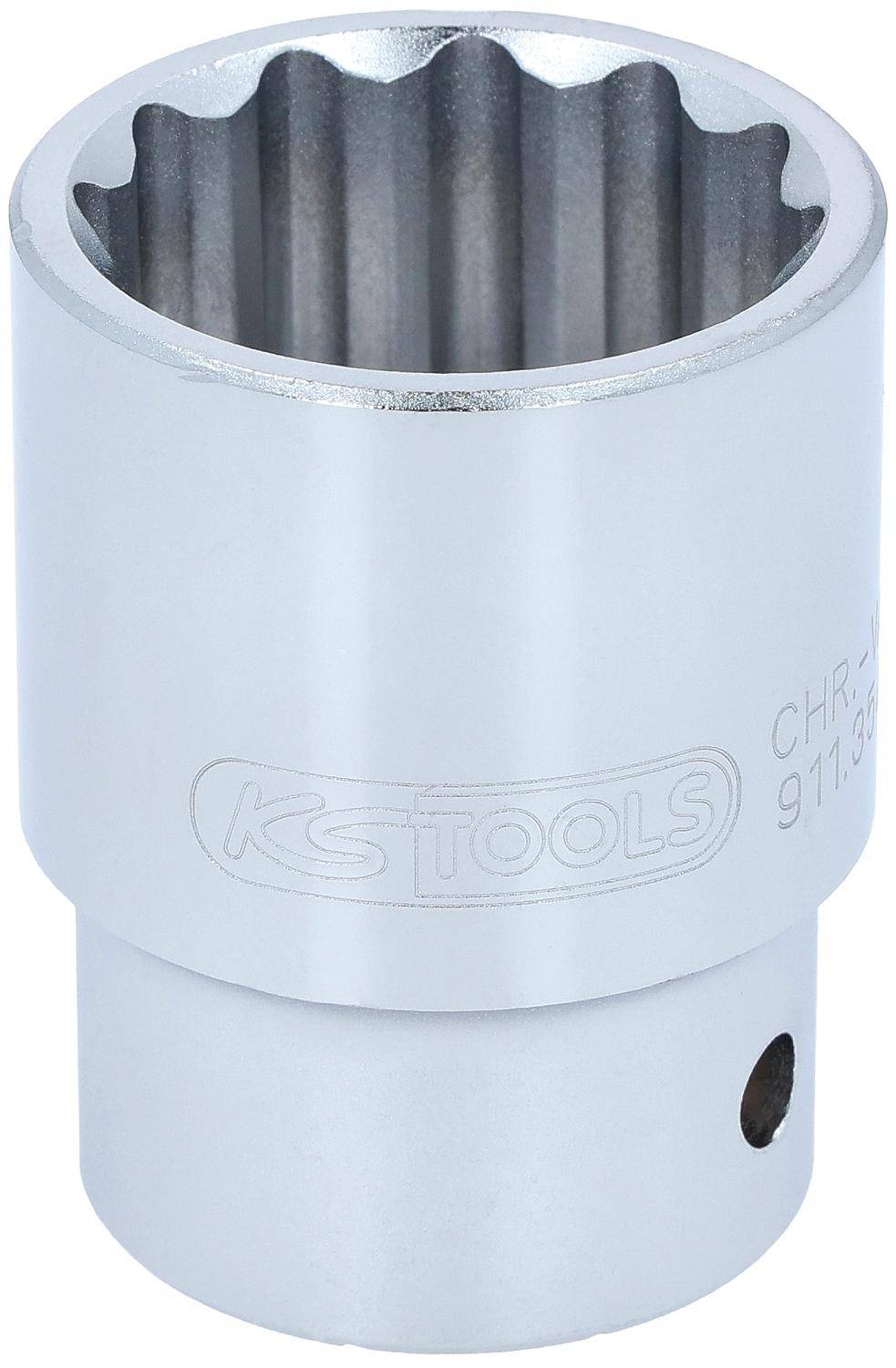 Eine Chrom-Steckschlüssel mit dem 'KSTools'-Logo und der eingravierter Produktnummer '911.3808'.