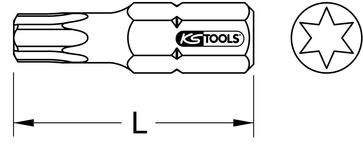 KS TOOLS 1/4" TIN Bit Torx, 25mm, T40, 5er Pack
