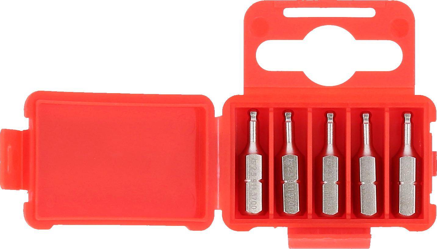 KS TOOLS 1/4" Bit Innensechskant, 25mm, Kugelkopf, 2,5mm, 5er Pack