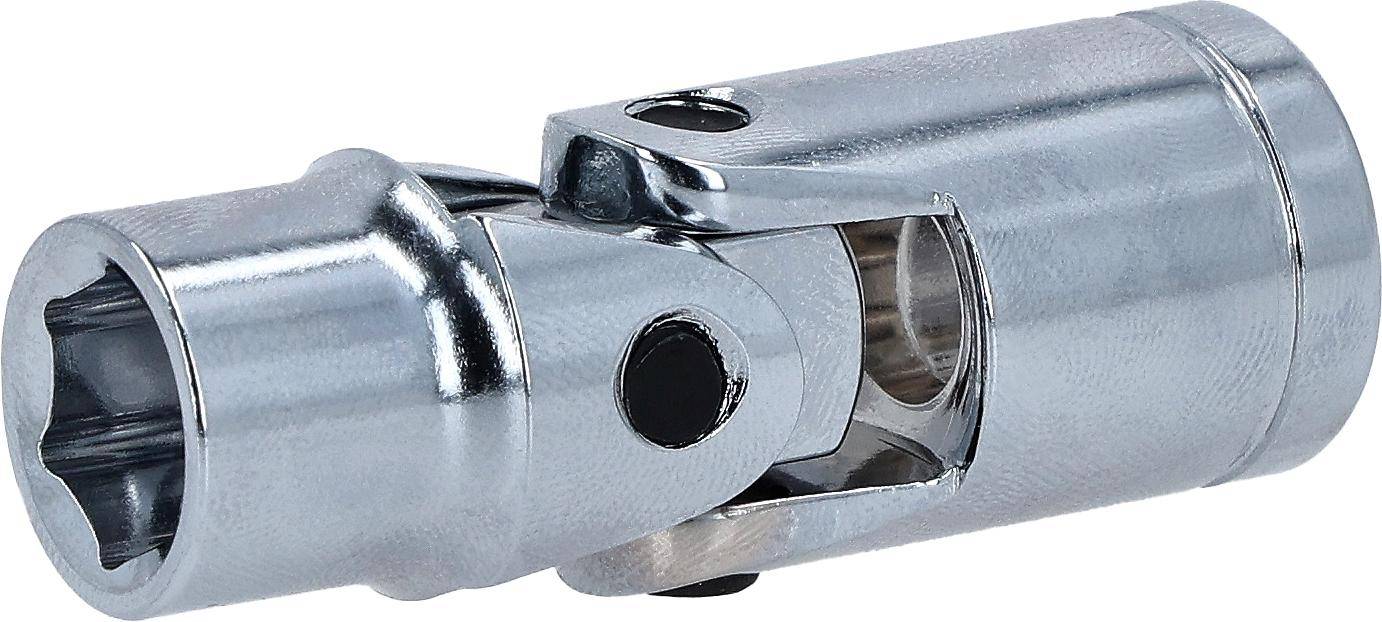 Nahaufnahme eines glänzenden, metallischen Scharniergelenks, das seine detaillierte Konstruktion und reflektierende Oberfläche zeigt.