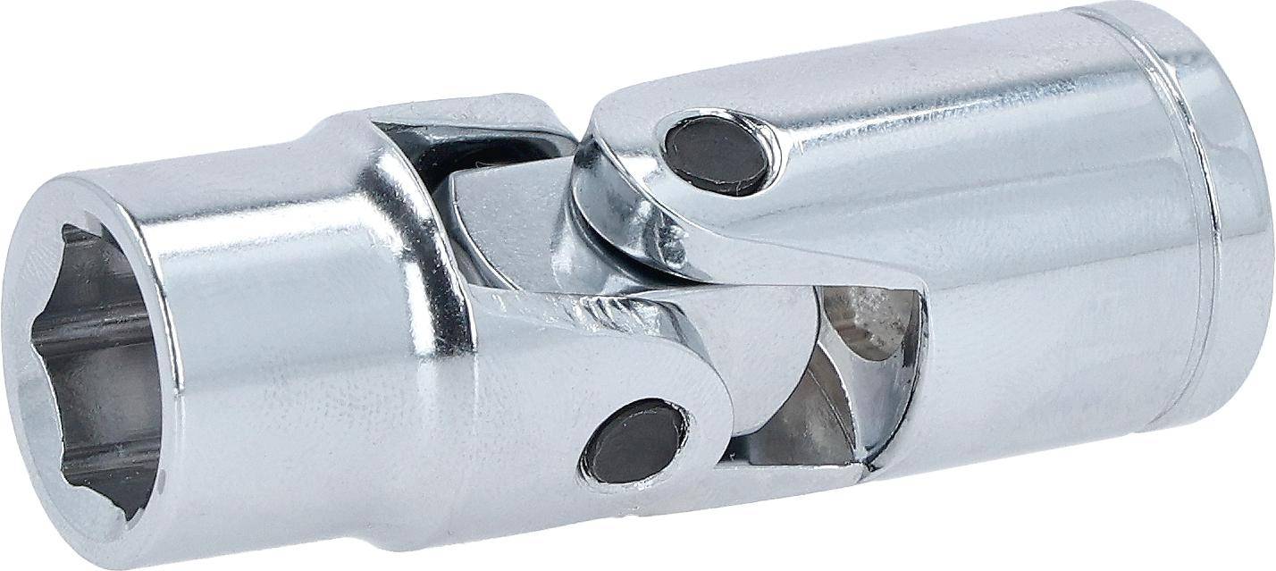 Ein Nahaufnahme eines glänzenden Metallscharnieres mit polierter Oberfläche, die seine Drehgelenke und verbindenden Elemente zeigt.