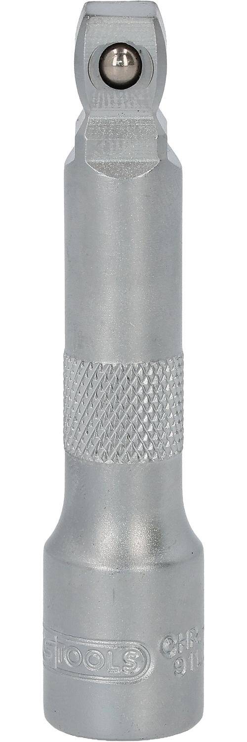 Eine Nahaufnahme einer Metallstange mit einem strukturierten, gerillten Abschnitt in der Mitte, wahrscheinlich zur Verbesserung des Griffs.