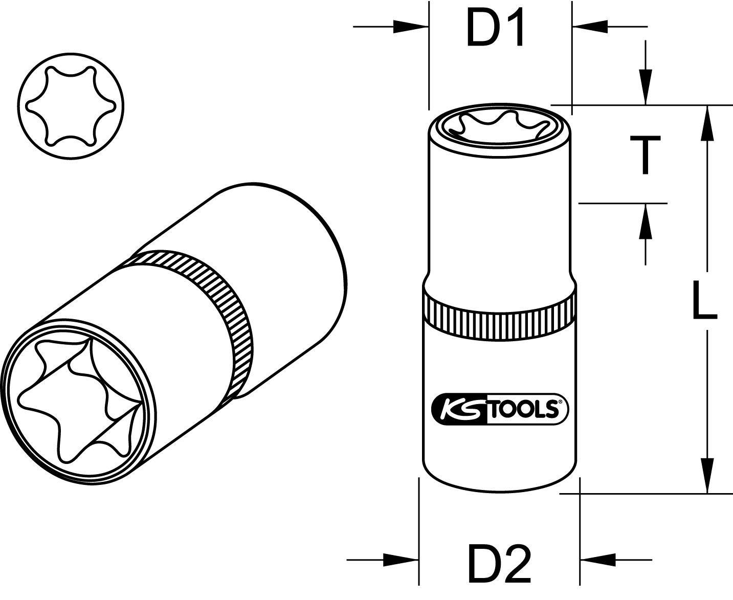 KS TOOLS 3/8" Torx-E-Stecknuss, E8