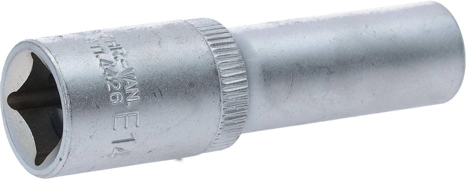 Eine Nahaufnahme eines metallischen Rohres oder einer Stange mit einem gerillten Abschnitt, der eine Rotationsfähigkeit oder Griffverstärkung andeutet, vor einem hellen Hintergrund.