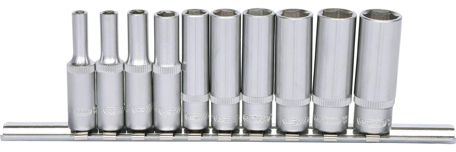 KS TOOLS 1/4" Sechskant-Stecknuss-Satz, lang, 10-tlg 4-13mm