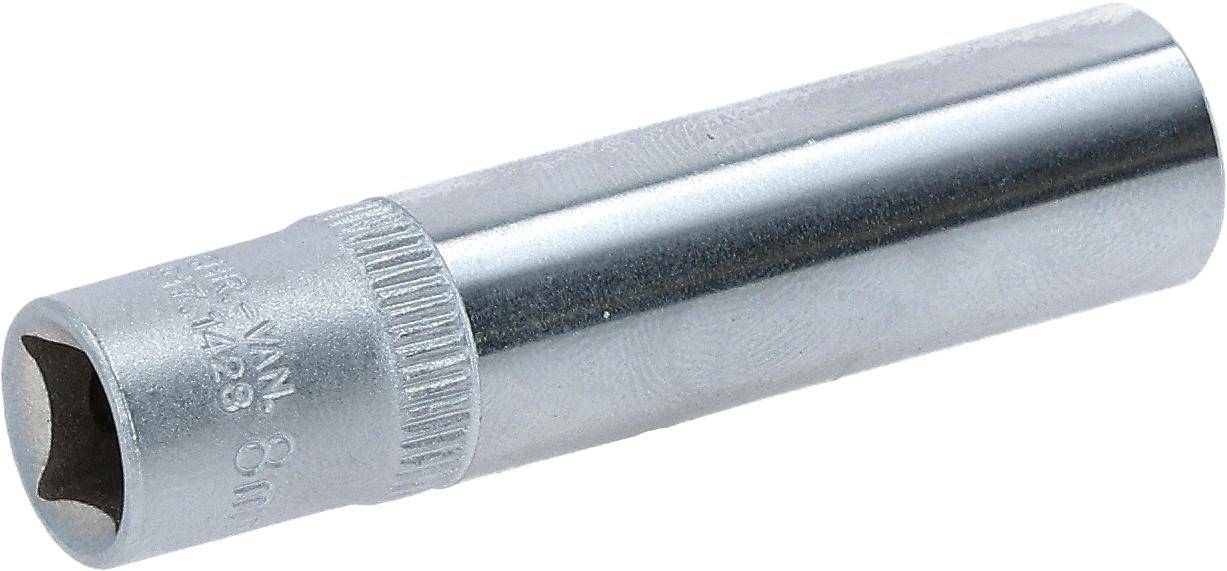 Eine Nahaufnahme eines Metallrohrs mit einem strukturierten Griff auf der linken Seite, die seine zylindrische Form und metallische Oberfläche zeigt.