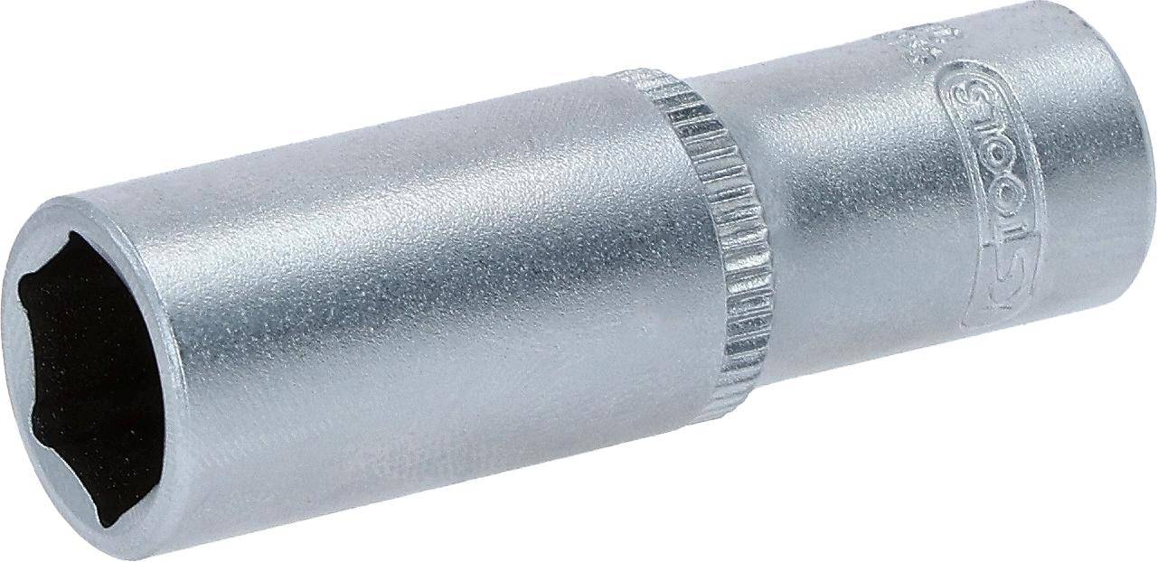 Ein Nahaufnahme eines metallischen, zylindrischen Objekts mit einem gerillten Abschnitt, möglicherweise ein Teil von mechanischer Ausrüstung oder Werkzeug.