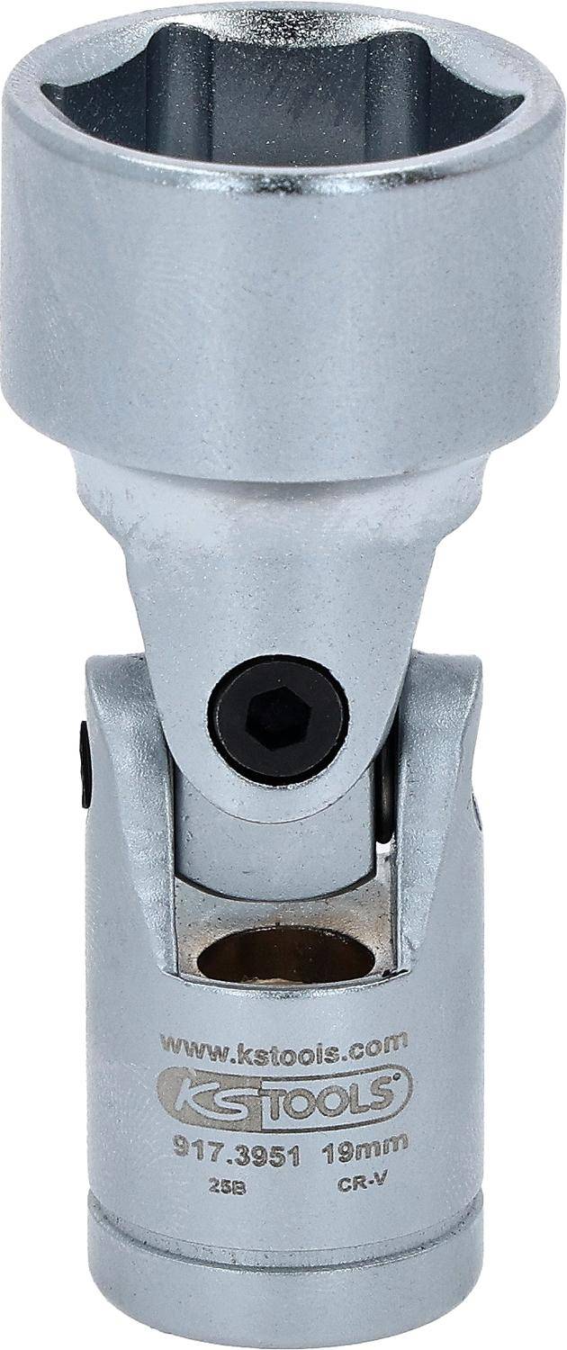 Nahaufnahme einer metallischen Scharnier mit einer zentralen schwarzen Schraube und einem rotierenden Gelenk, typischerweise in Maschinen oder Möbeln für flexible Unterstützung verwendet.
