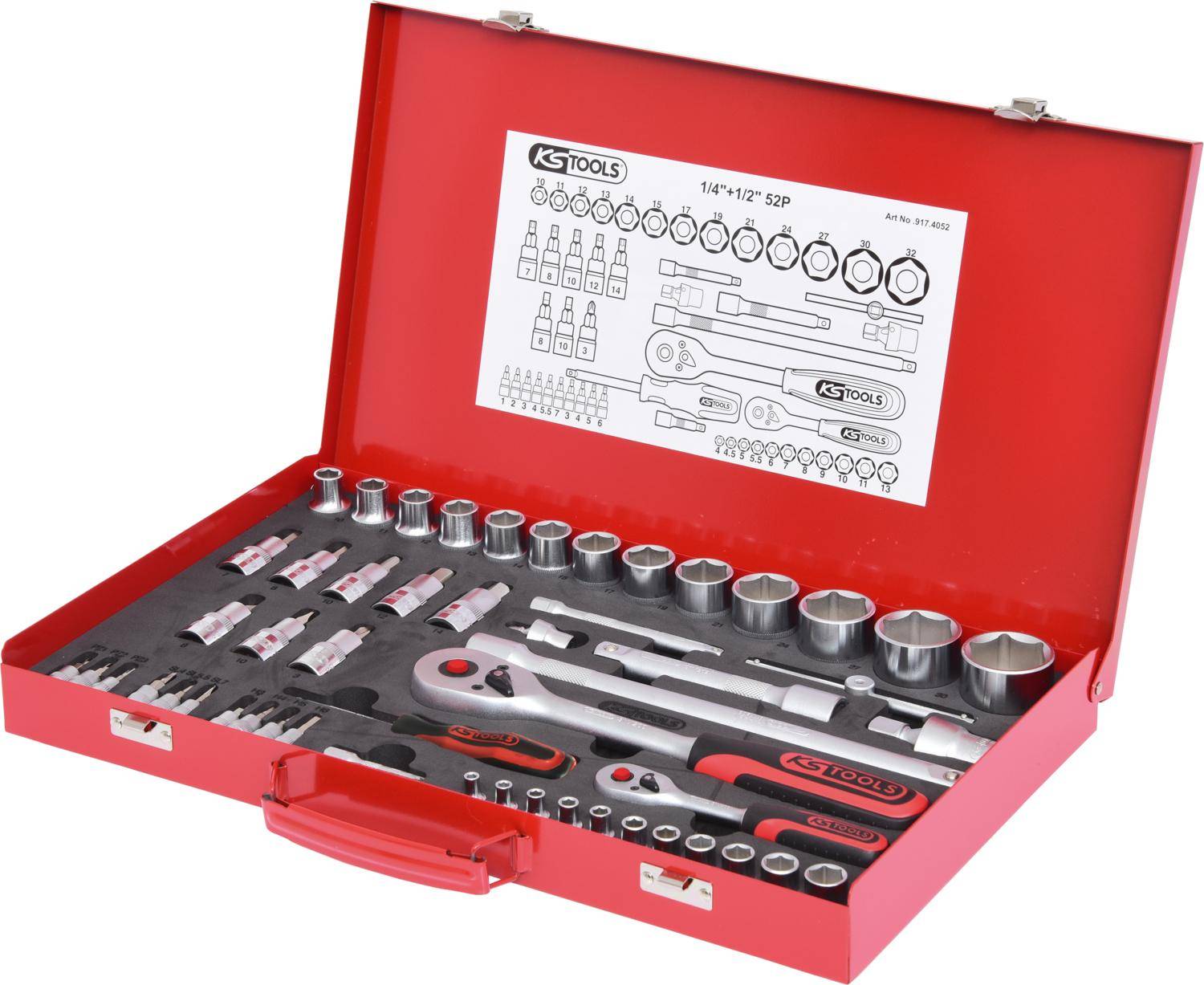 KS TOOLS 1/4"+1/2" Steckschlssel-Satz, 52-tlg