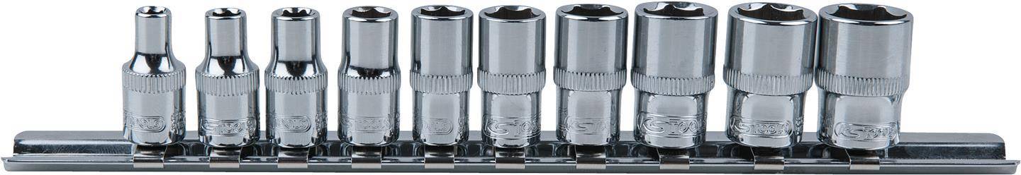 KS TOOLS 1/4'' CHROMEplus Sechskant-Stecknuss-Satz, 10-tlg