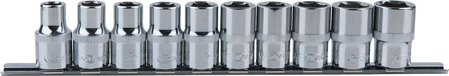 KS TOOLS 1/2'' CHROMEplus Sechskant-Stecknuss-Satz, 10-tlg