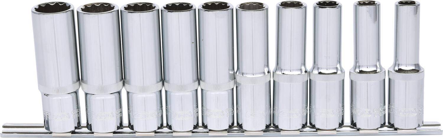 KS TOOLS 1/2'' CHROMEplus 12kant-Stecknuss-Satz, lang, 10-tlg., 10-19mm (918.0660)
