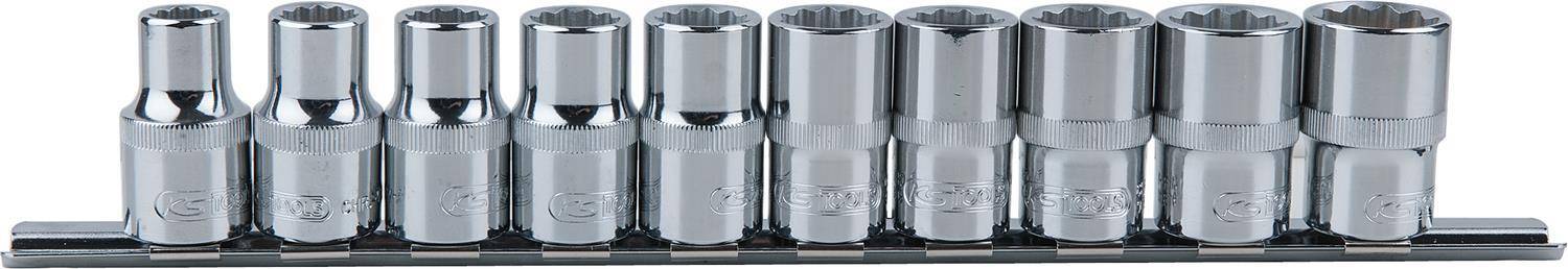 KS TOOLS 1/2'' CHROMEplus 12kant-Stecknuss-Satz, 10-tlg