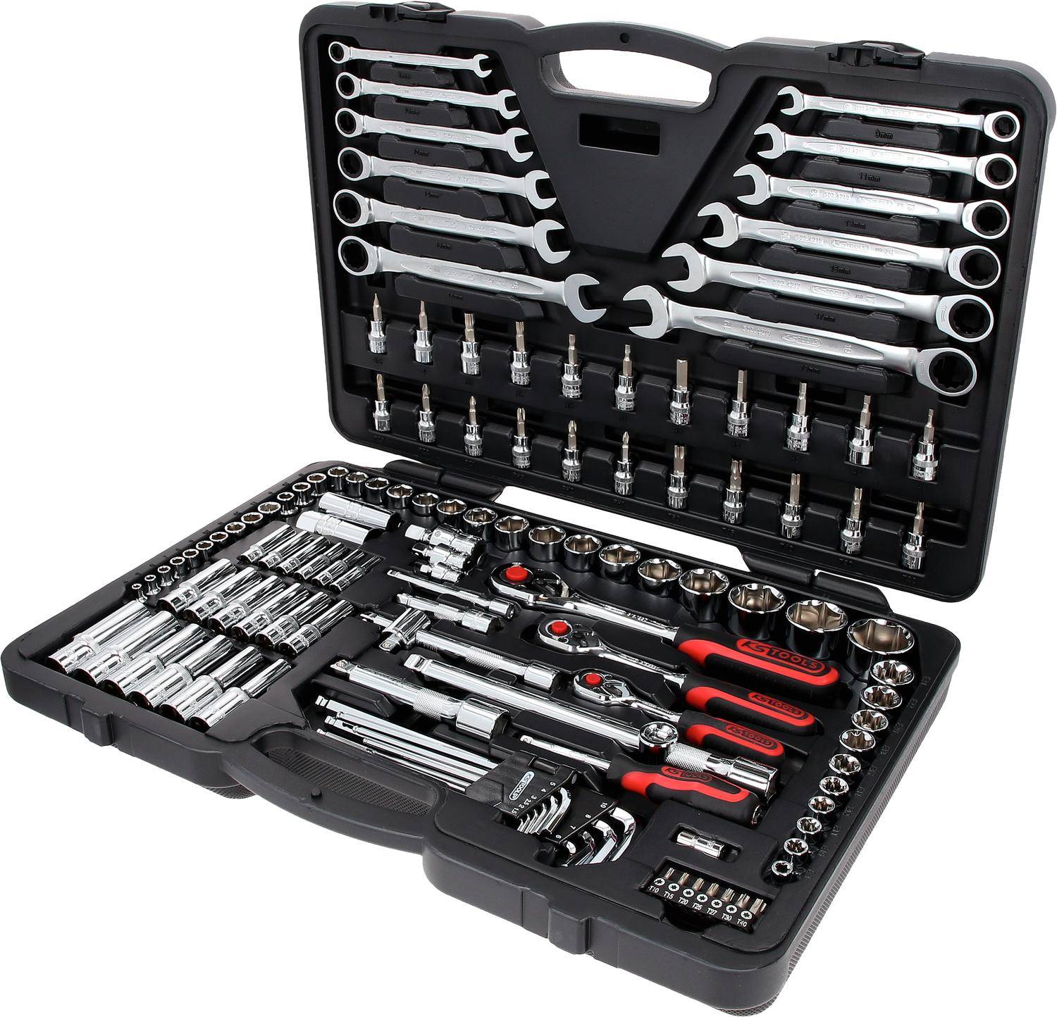 KS TOOLS 1/4"+3/8"+1/2" CHROMEplus Steckschlüssel-Satz, 124-tlg