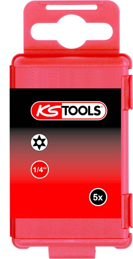 KS TOOLS 1/4" TORSIONpower Bit Torx, 75mm, TB25, mit Bohrung, 5er Pack