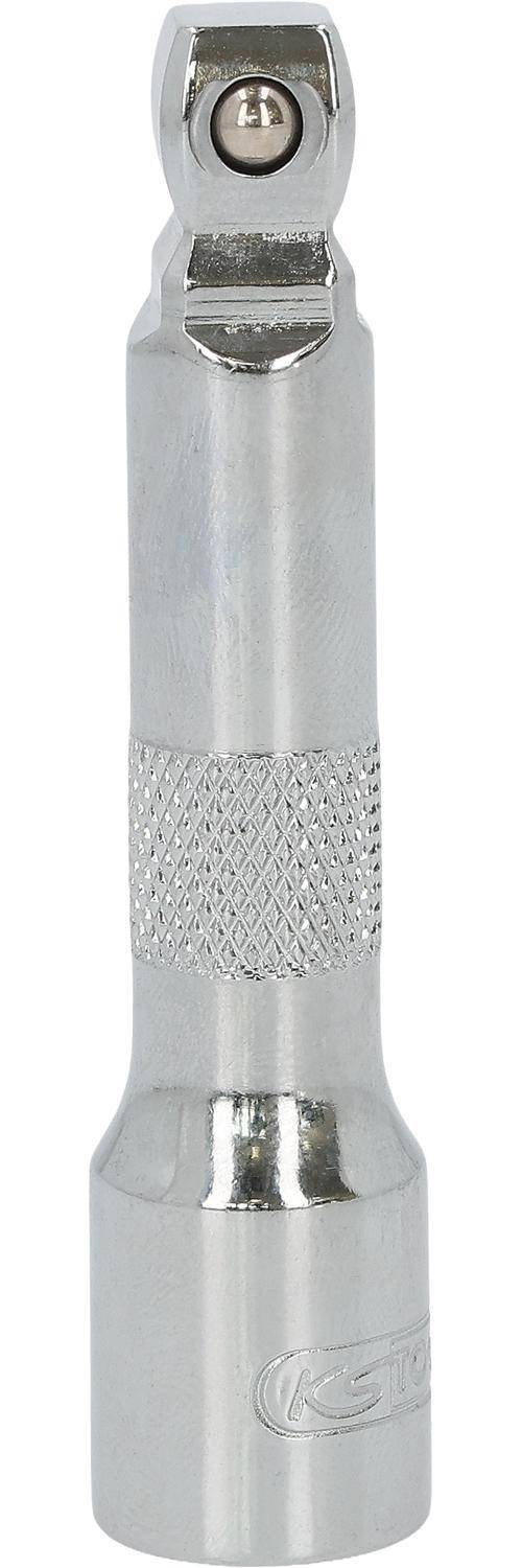 Ein Metallwerkzeuggriff in Zylinderform mit einem strukturierten, diamantgemusterten Griffbereich in der Mitte für verbesserten Halt und Stabilität.
