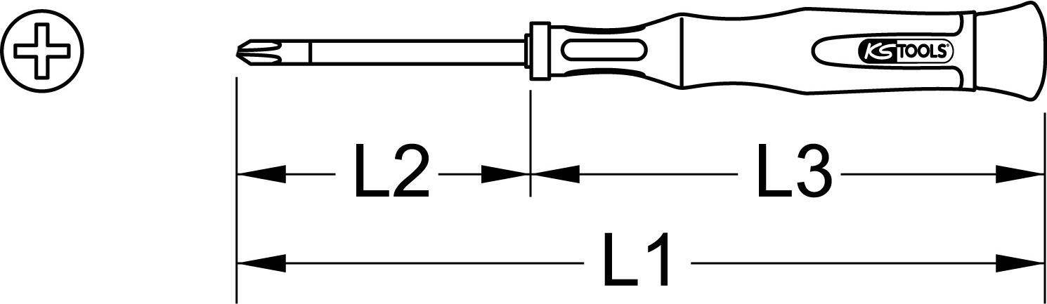KS TOOLS Feinmechanik-Schraubendreher, PH00x2mm (500.7106)