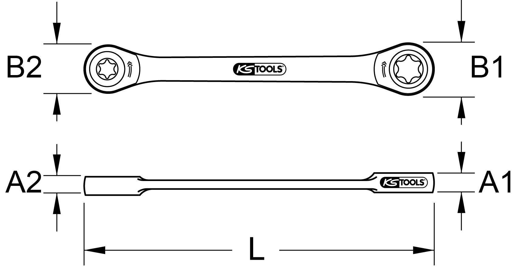 KS TOOLS GEARplus Torx-E-Doppel-Ratschenringschlssel,E14xE18