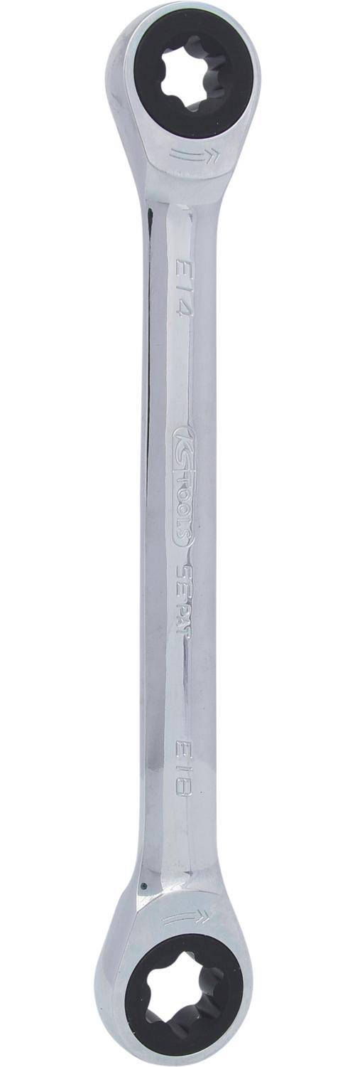 KS TOOLS GEARplus Torx-E-Doppel-Ratschenringschlüssel,E14xE18