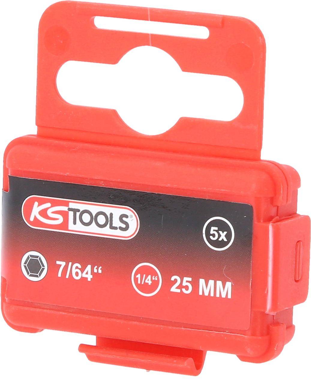 KS TOOLS 1/4" Bit Innensechskant, 25mm, Kugelkopf, 7/64", 5er Pack