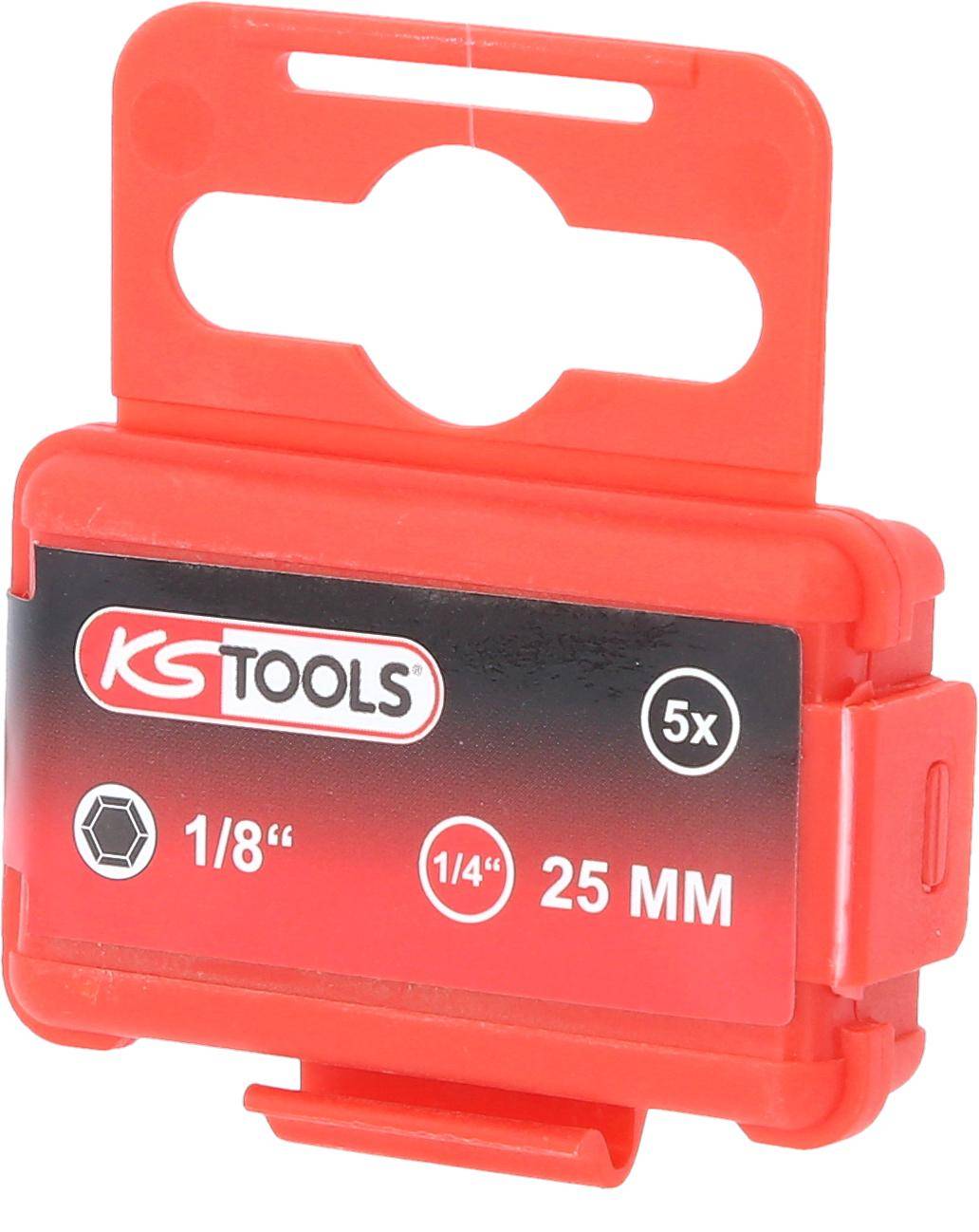 KS TOOLS 1/4" Bit Innensechskant, 25mm, Kugelkopf, 1/8", 5er Pack